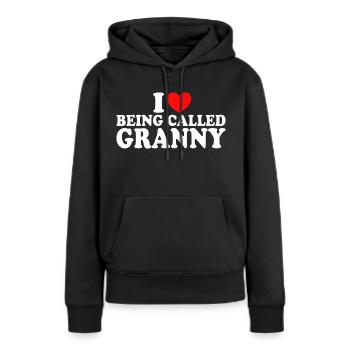 Cadeau Pour Mamies J'Adore Être Appelée Mamie - Sweat à capuche Premium bio Femme - noir - Devant - Julia (174cm)