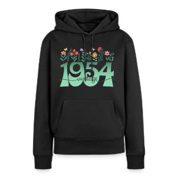 Pattern Flowers 1954 Birthday Party Woman 70 Years - Women’s Premium Organic Hoodie - black - Front - Julia (174cm)