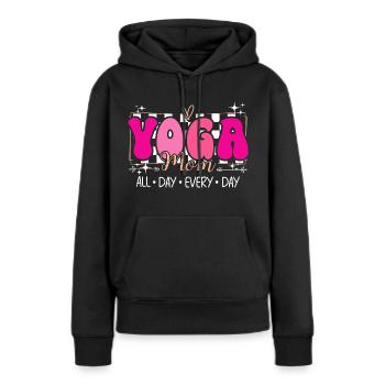 Mom Yoga Fan Mom Loves Yoga - Women’s Premium Organic Hoodie - black - Front - Julia (174cm)