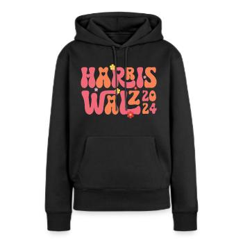 Kamala Harris Walzer Walzer 2024 Retro - Frauen Premium Bio Hoodie - Schwarz - Vorne - Julia (174cm)