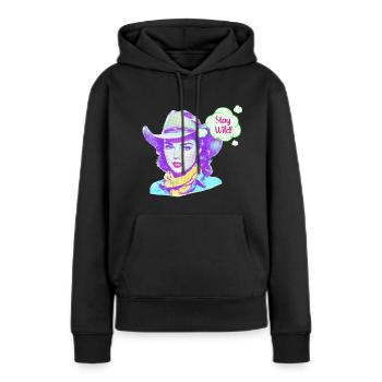 Stay Wild_Cowboy Core - Women’s Premium Organic Hoodie - black - Front - Julia (174cm)