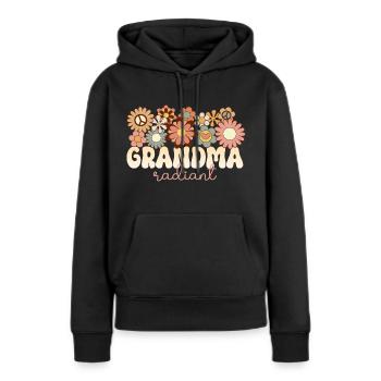Retro Boho 1970 Mami Formidable Mamie Radieuse - Sweat à capuche Premium bio Femme - noir - Devant - Julia (174cm)