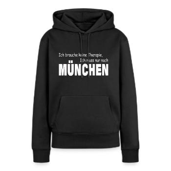 Therapie MÜNCHEN - Frauen Premium Bio Hoodie - Schwarz - Vorne - Julia (174cm)