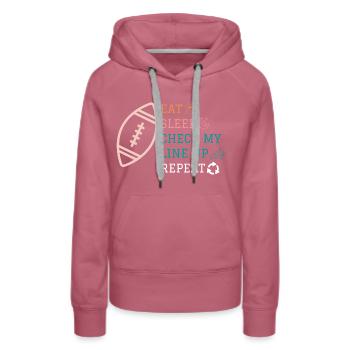 Manger Dormir Vérifier ma composition Répéter Fantasy Football - Sweat à capuche Premium bio Femme - mauve - Devant - Isabella (175cm)