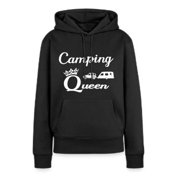 Camping Queen - Sweat à capuche Premium bio Femme - noir - Devant - Julia (174cm)