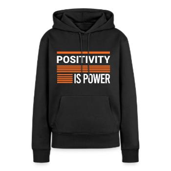 La positivité, c’est le pouvoir - Sweat à capuche Premium bio Femme - noir - Devant - Julia (174cm)