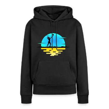 VOLLEYBALLERIN Aufschlag VOLLEYBALL-Girl am Beach - Frauen Premium Bio Hoodie - Schwarz - Vorne - Julia (174cm)