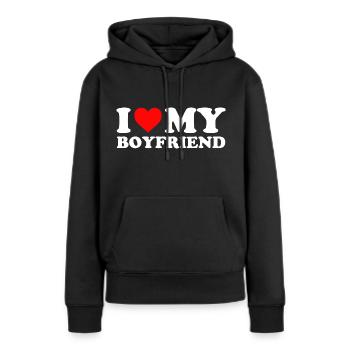 J’AIME MON COPAIN Saint-Valentin Cadeau Amour - Sweat à capuche Premium bio Femme - noir - Devant - Julia (174cm)