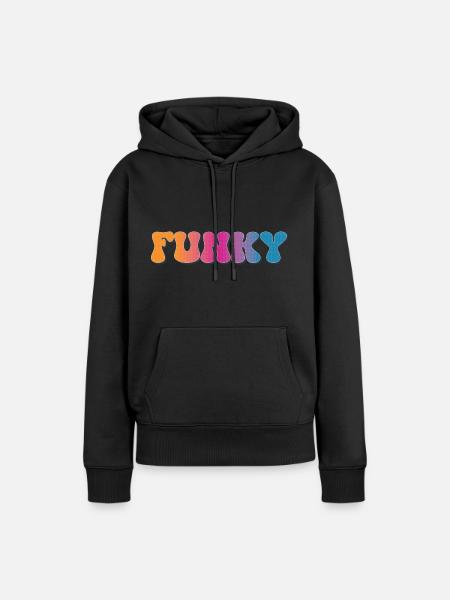 Funky Retro - Frauen Premium Bio Hoodie - Schwarz
