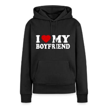 I love my boyfriend - Frauen Premium Bio Hoodie - Schwarz - Vorne - Julia (174cm)