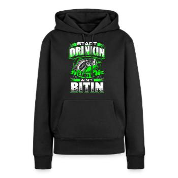 Start Drinkin - Fishing - EN - Sweat à capuche Premium bio Femme - noir - Devant - Julia (174cm)