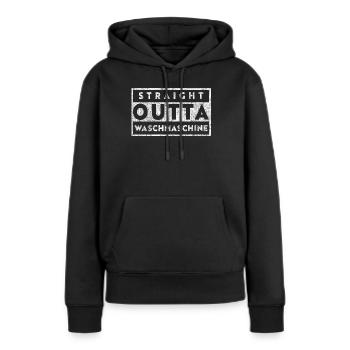 Straight Outta Waschmaschine - Frauen Premium Bio Hoodie - Schwarz - Vorne - Julia (174cm)