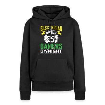 Electrician by Day Gamers by Night - arcade player - Frauen Premium Bio Hoodie - Schwarz - Vorne - Julia (174cm)