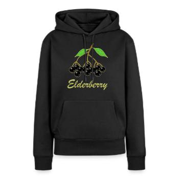 Cadeau de fruits sains fruits de sureau vegan - Sweat à capuche Premium bio Femme - noir - Devant - Julia (174cm)