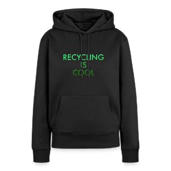 RECYCLAGE - Sweat à capuche Premium bio Femme - noir - Devant - Julia (174cm)