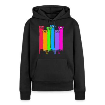 LGBT Regenbogen Hunde - Frauen Premium Bio Hoodie - Schwarz - Vorne - Julia (174cm)