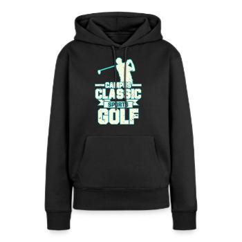 Conception classique de T-shirt de golf de sports de campus - Sweat à capuche Premium bio Femme - noir - Devant - Julia (174cm)