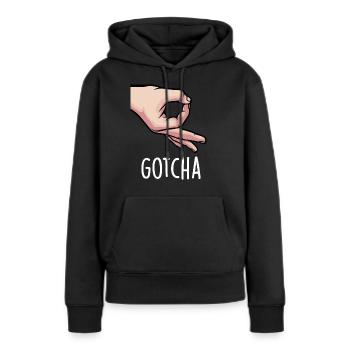 Chemise de jeu drôle avec un doigt de Haha - Sweat à capuche Premium bio Femme - noir - Devant - Julia (174cm)