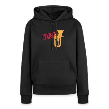 Instrument en laiton pour tuba - Sweat à capuche Premium bio Femme - noir - Devant - Julia (174cm)