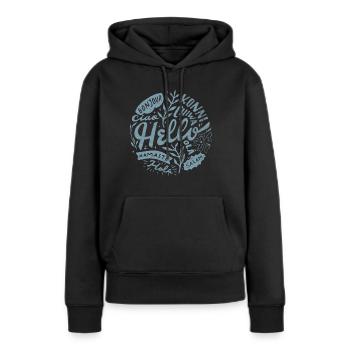 Hallo Meersprachig - Frauen Premium Bio Hoodie - Schwarz - Vorne - Julia (174cm)