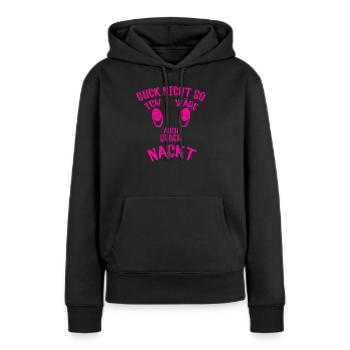 Cher nu en rose - Sweat à capuche Premium bio Femme - noir - Devant - Julia (174cm)