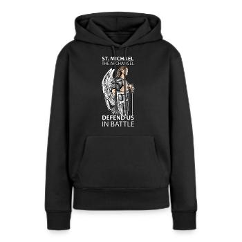 St Michael the Archangel Saints Angel Catholic tee - Women’s Premium Organic Hoodie - black - Front - Julia (174cm)