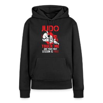 Judo Touchez-moi et votre première leçon est gratuite - Sweat à capuche Premium bio Femme - noir - Devant - Julia (174cm)
