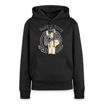 Console de jeux - Sweat à capuche Premium bio Femme - noir - Devant - Julia (174cm)