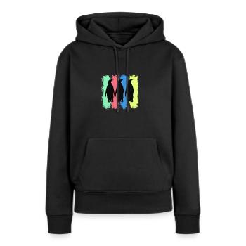Oiseau marin pingouin pôle sud - Sweat à capuche Premium bio Femme - noir - Devant - Julia (174cm)