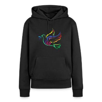 Friedenstaube - Frauen Premium Bio Hoodie - Schwarz - Vorne - Julia (174cm)