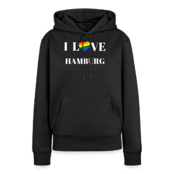 Hamburg - Idée cadeau - Sweat à capuche Premium bio Femme - noir - Devant - Julia (174cm)