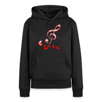 Clef de sol clé de sol - Sweat à capuche Premium bio Femme - noir - Devant - Julia (174cm)