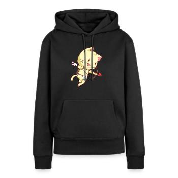 Cupidon Chat Cupidon Kitten Romantique Mignon - Sweat à capuche Premium bio Femme - noir - Devant - Julia (174cm)