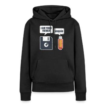 Cadeau de mémoire USB de disquette d'ordinateur - Sweat à capuche Premium bio Femme - noir - Devant - Julia (174cm)