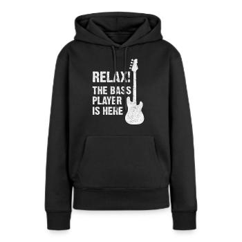 Bassiste - Sweat à capuche Premium bio Femme - noir - Devant - Julia (174cm)