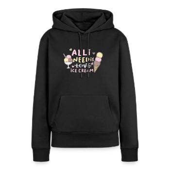 Eis - Frauen Premium Bio Hoodie - Schwarz - Vorne - Julia (174cm)