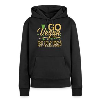Tofu Vegan Tofu Végétalien - Sweat à capuche Premium bio Femme - noir - Devant - Julia (174cm)
