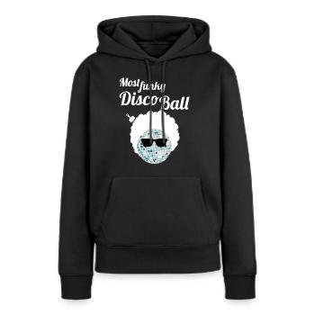 Funky Diskokugel Afro Brille Afrokamm Party Shirt - Frauen Premium Bio Hoodie - Schwarz - Vorne - Julia (174cm)