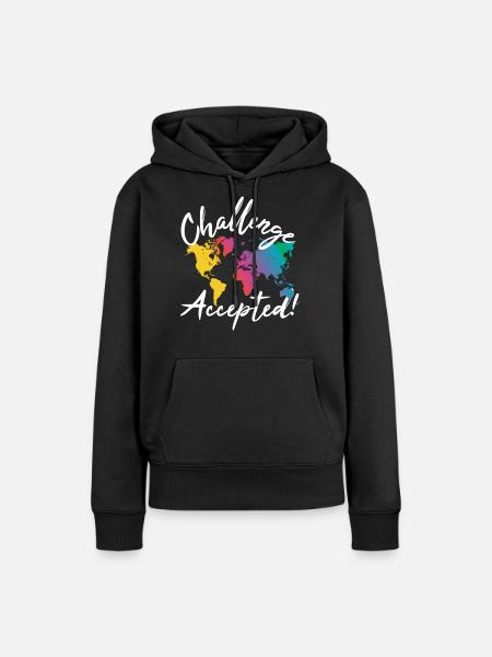 Challenge Accepted World Traveller - Frauen Premium Bio Hoodie - Schwarz
