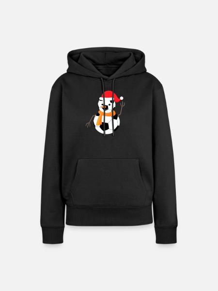 Fußball-Schneemann - Frauen Premium Bio Hoodie - Schwarz