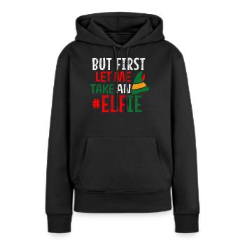 Elfie, jeu de mots - Sweat à capuche Premium bio Femme - noir - Devant - Julia (174cm)