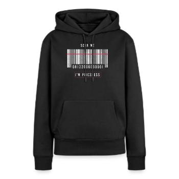 Say funny party gift bar code irony - Women’s Premium Organic Hoodie - black - Front - Julia (174cm)