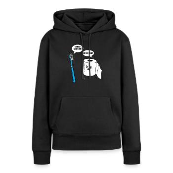 Drôle de dire cadeau de travail de papier toilette brosse à dents - Sweat à capuche Premium bio Femme - noir - Devant - Julia (174cm)
