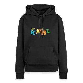 Karl - Sweat à capuche Premium bio Femme - noir - Devant - Julia (174cm)