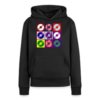 vinyle - Sweat à capuche Premium bio Femme - noir - Devant - Julia (174cm)