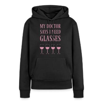Vin rouge vin - Sweat à capuche Premium bio Femme - noir - Devant - Julia (174cm)