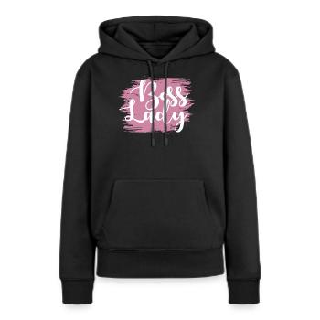 Patron dame - Sweat à capuche Premium bio Femme - noir - Devant - Julia (174cm)