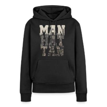 MANHATTAN CHEMISE - Sweat à capuche Premium bio Femme - noir - Devant - Julia (174cm)