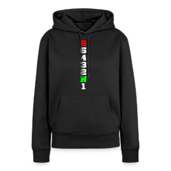 Circuit moto - Sweat à capuche Premium bio Femme - noir - Devant - Julia (174cm)