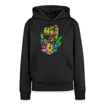 Vintage Tattoo Dinosurier Bernstein Geschenk - Frauen Premium Bio Hoodie - Schwarz - Vorne - Julia (174cm)